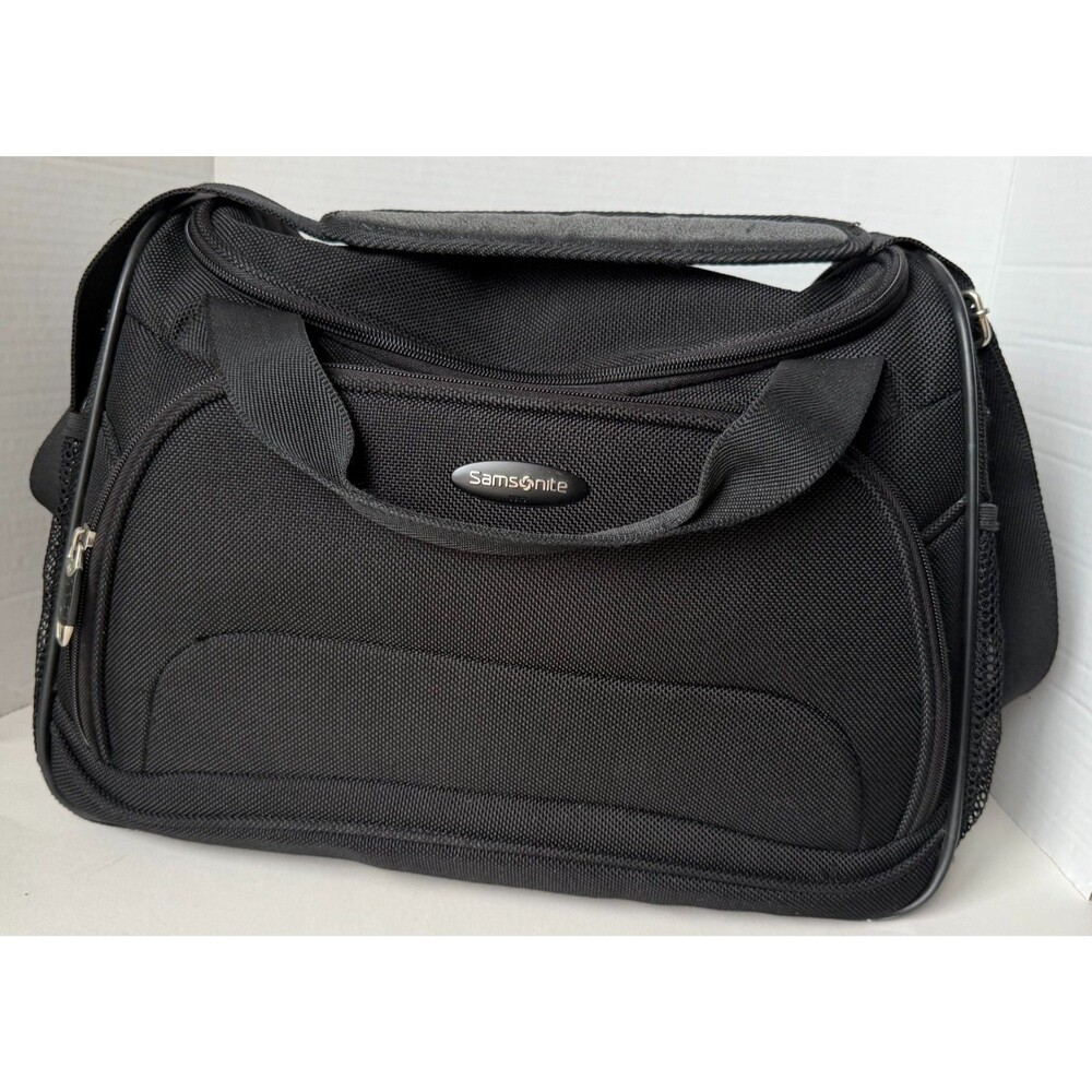 Samsonite Black Travel Tote Bag Shoulder Strap Small Overnight Carryall